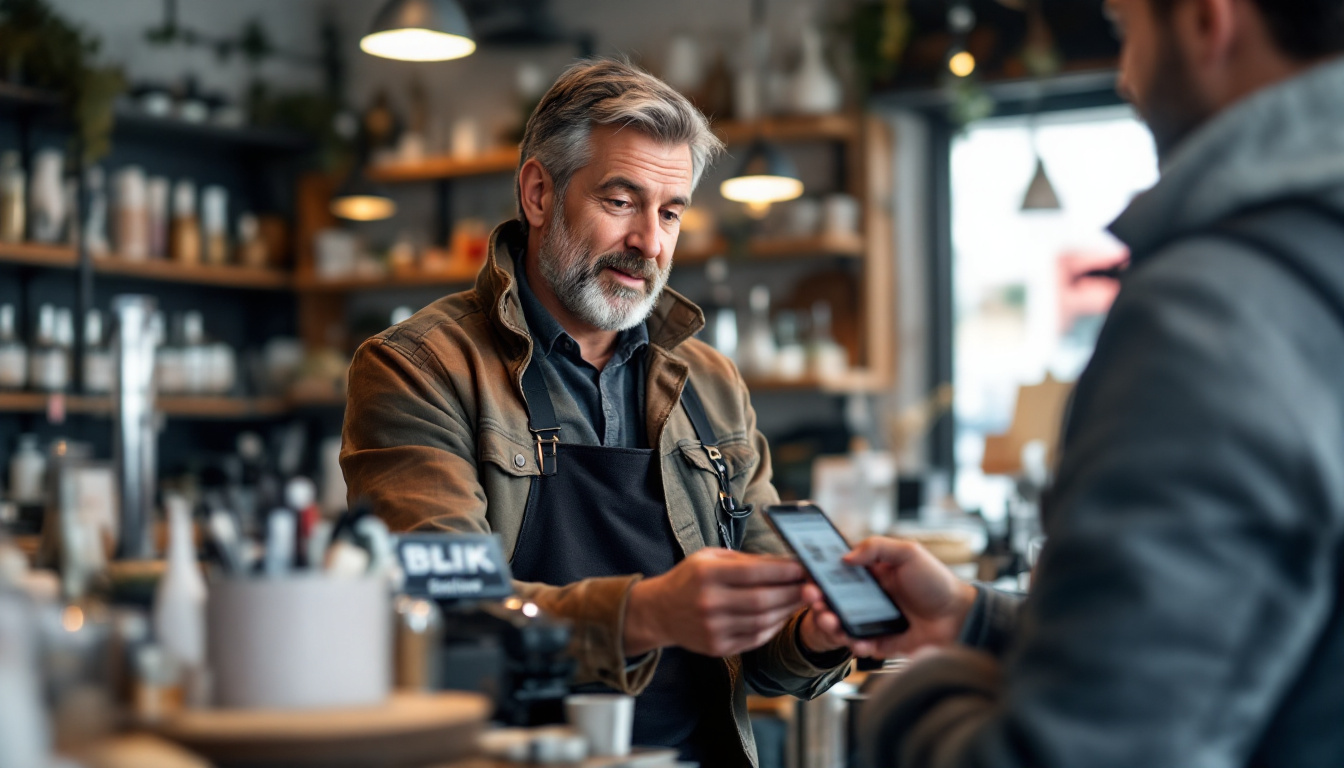 Shop owner accepting BLIK payment
