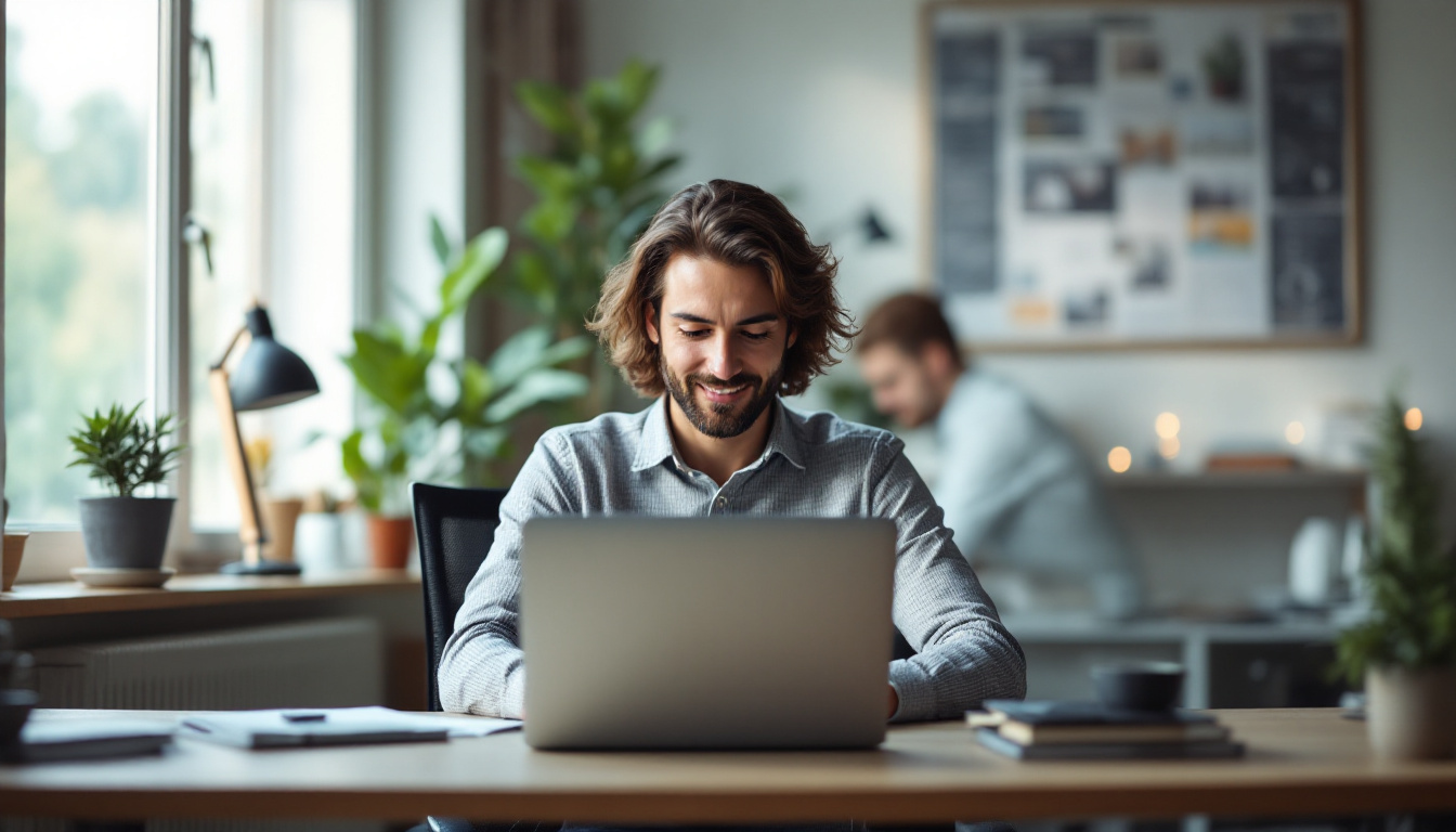 B2B salesperson reviewing company data