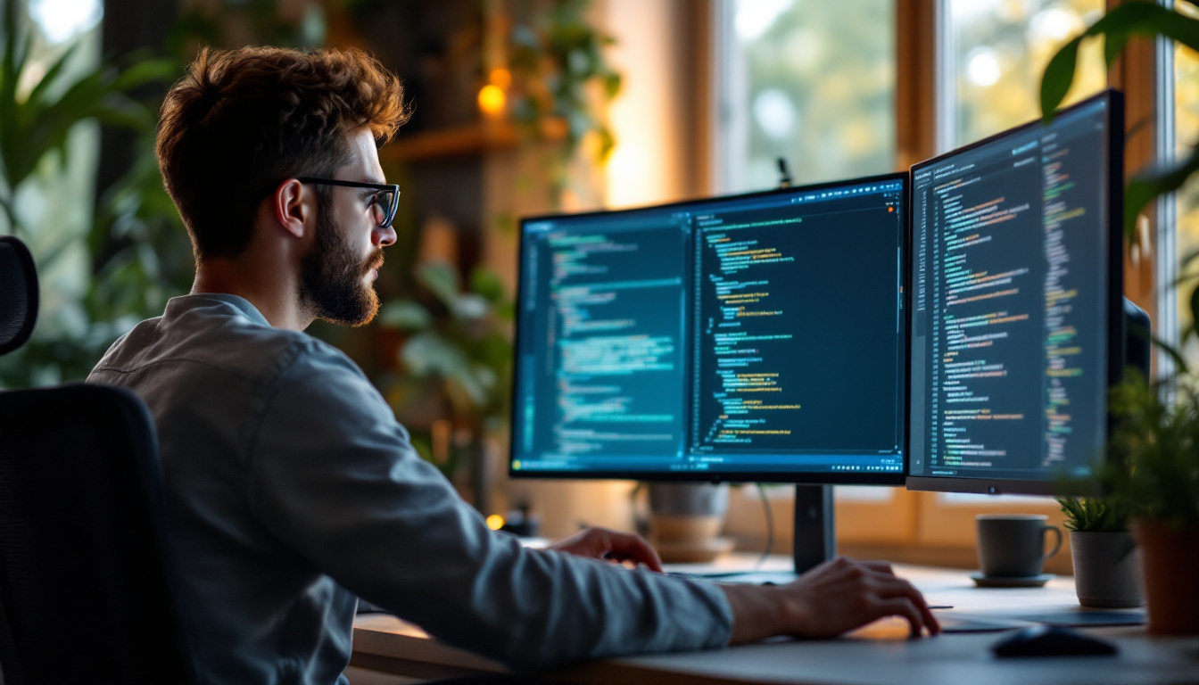 IT developer at desk