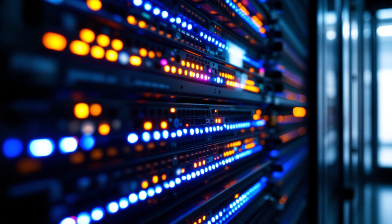 Server rack with LED lights