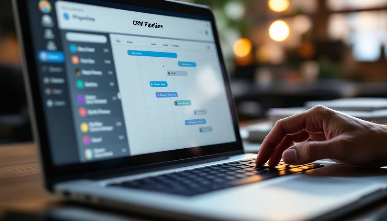 CRM pipeline laptop screen