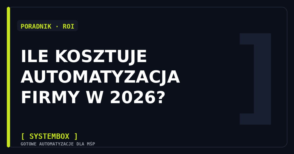 Ile kosztuje automatyzacja firmy w 2026 — grafika SYSTEMBOX