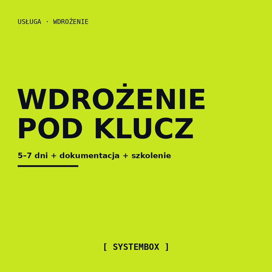 Wdrożenie pod klucz w 5-7 dni (AnyDesk + dokumentacja + szkolenie)